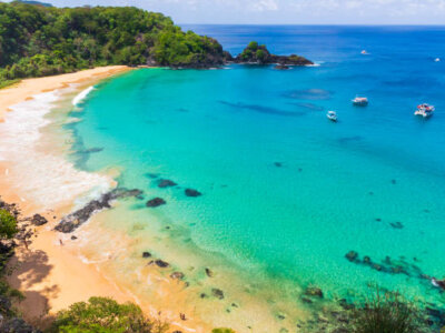 Fernando de Noronha is a paradisiac tropical island off the coast of Baio de sancho, Brazil
